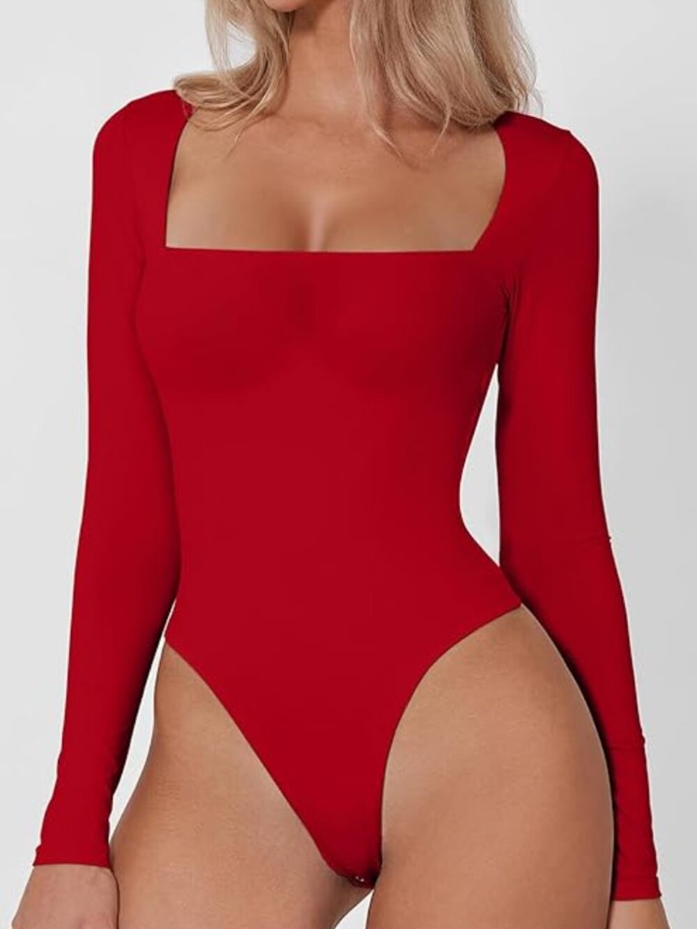 NWOT HYZ Women Square Neck Bodysuit Double Lined - Picture 2 of 5